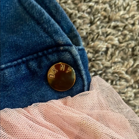 DKNY Blue Denim and Pink Tulle Girls Overalls - Picture 5 of 11